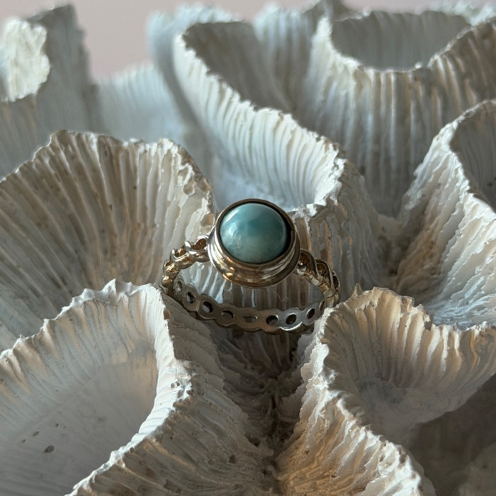 925 Sterling Silver Larimar Ring Size 7