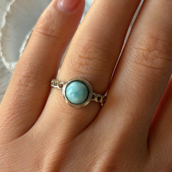 925 Sterling Silver Larimar Ring Size 7