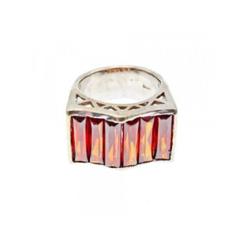925 Sterling Silver Spessartine Ring Size 6