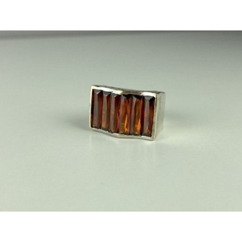 925 Sterling Silver Spessartine Ring Size 6