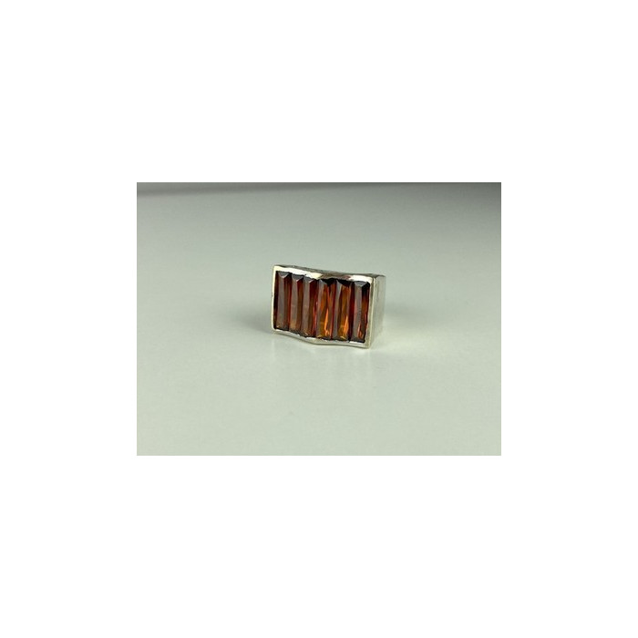 925 Sterling Silver Spessartine Ring Size 6