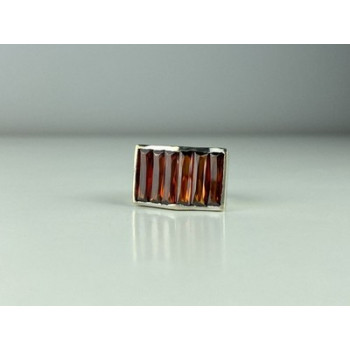 925 Sterling Silver Spessartine Ring Size 6