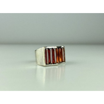 925 Sterling Silver Spessartine Ring Size 6