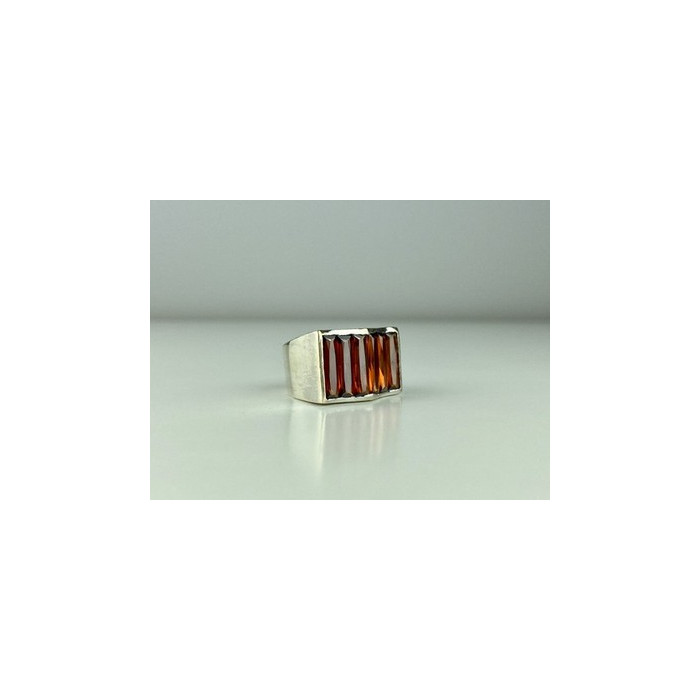 925 Sterling Silver Spessartine Ring Size 6