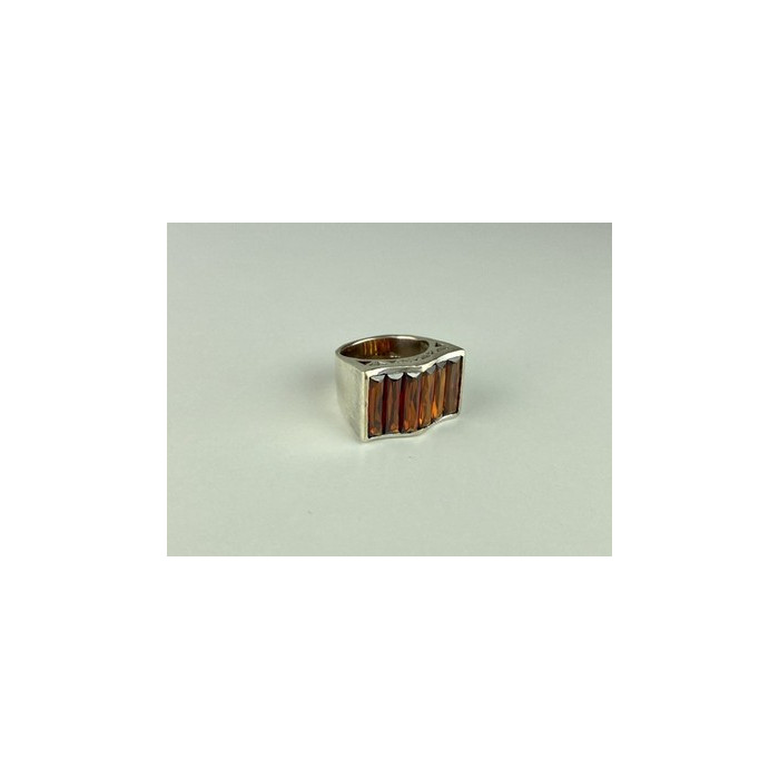 925 Sterling Silver Spessartine Ring Size 6