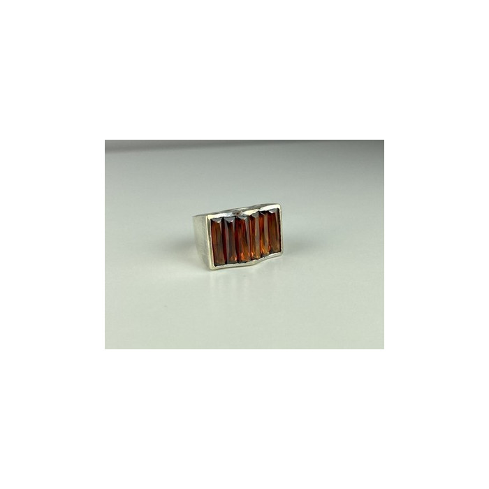 925 Sterling Silver Spessartine Ring Size 6