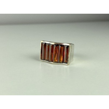 925 Sterling Silver Spessartine Ring Size 6