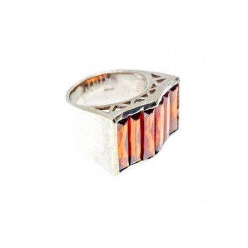 925 Sterling Silver Spessartine Ring Size 6