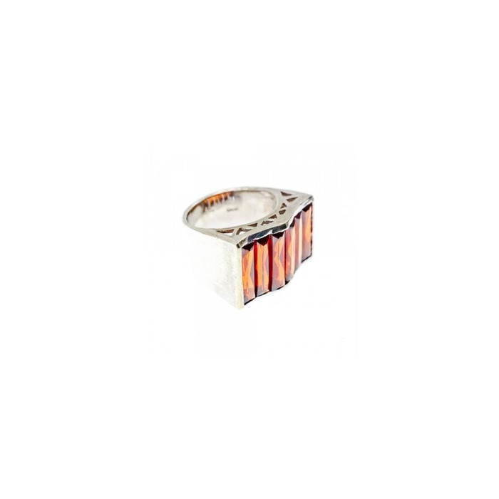 925 Sterling Silver Spessartine Ring Size 6