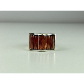 925 Sterling Silver Spessartine Ring Size 6
