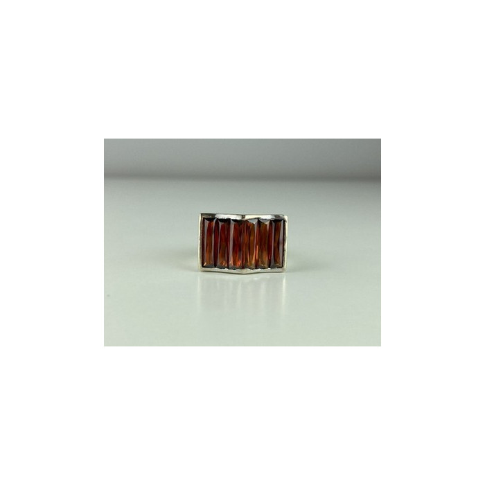 925 Sterling Silver Spessartine Ring Size 6