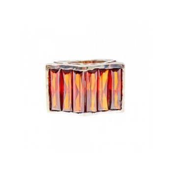 925 Sterling Silver Spessartine Ring Size 6