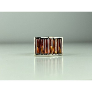925 Sterling Silver Spessartine Ring Size 6