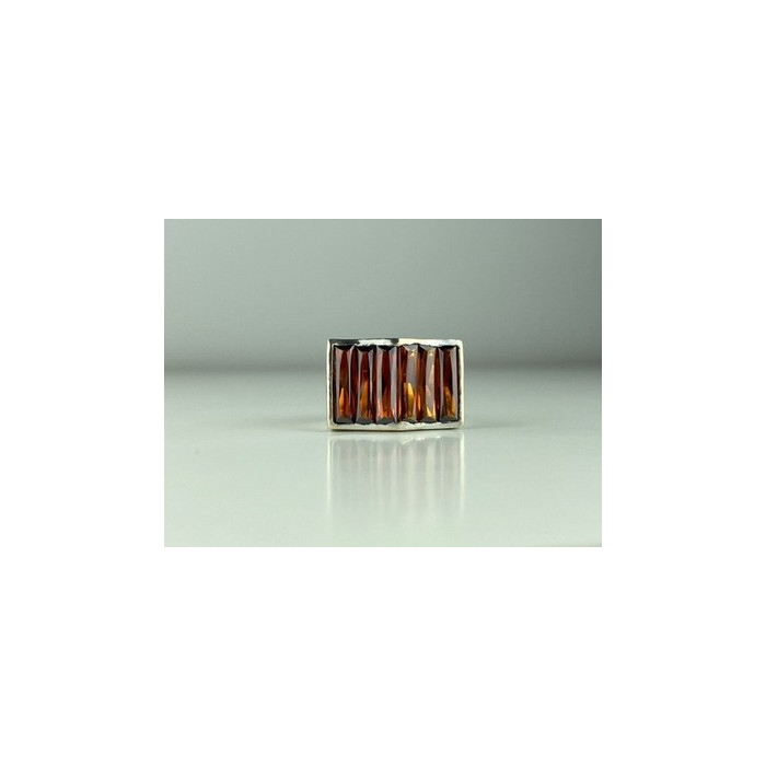 925 Sterling Silver Spessartine Ring Size 6