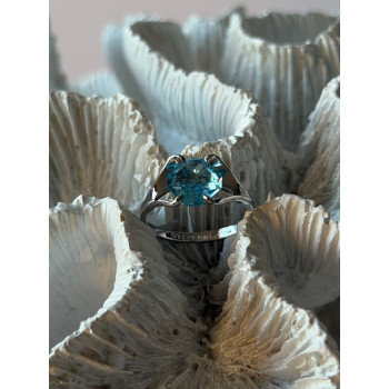 925 Sterling Silver Blue Topaz Ring Size 5