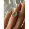 925 Sterling Silver Green Quartz & White Topaz Ring Size 6