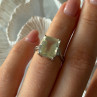 925 Sterling Silver Green Quartz & White Topaz Ring Size 6