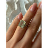 925 Sterling Silver Green Quartz & White Topaz Ring Size 6