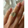 925 Sterling Silver Green Quartz & White Topaz Ring Size 6