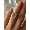 925 Sterling Silver Green Quartz & White Topaz Ring Size 6