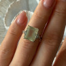 925 Sterling Silver Green Quartz & White Topaz Ring Size 6