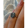 925 Sterling Silver Black Druzy Quartz Ring Size 5