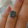 925 Sterling Silver Black Druzy Quartz Ring Size 5