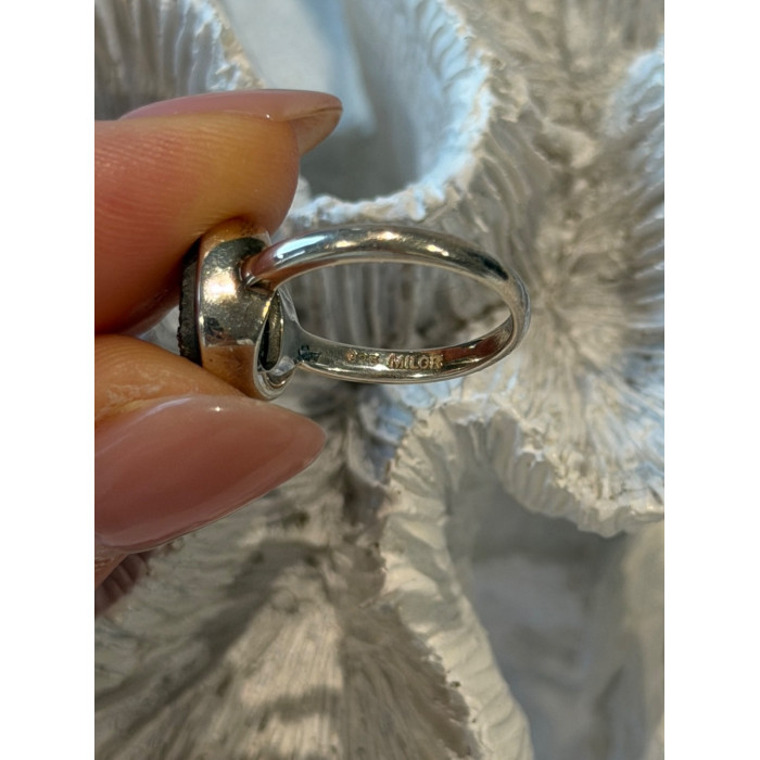 925 Sterling Silver Black Druzy Quartz Ring Size 5