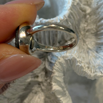 925 Sterling Silver Black Druzy Quartz Ring Size 5