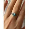 925 Sterling Silver Blue Topaz Heart & Diamond Ring Size 9