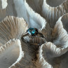 925 Sterling Silver Blue Topaz Heart & Diamond Ring Size 9