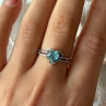 925 Sterling Silver Blue Topaz Heart & Diamond Ring Size 9