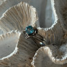925 Sterling Silver Blue Topaz Heart & Diamond Ring Size 9