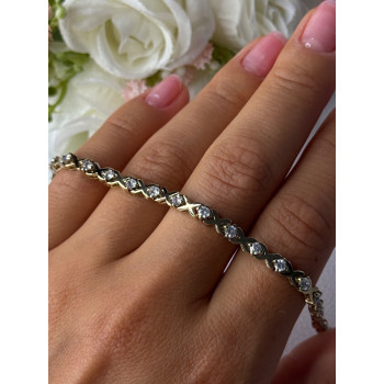 925 Sterling Silver Gold Plated CZ Bracelet Length 7.5 Inch