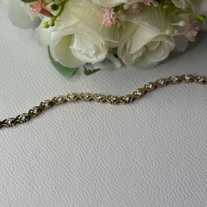 925 Sterling Silver Gold Plated CZ Bracelet Length 7.5 Inch