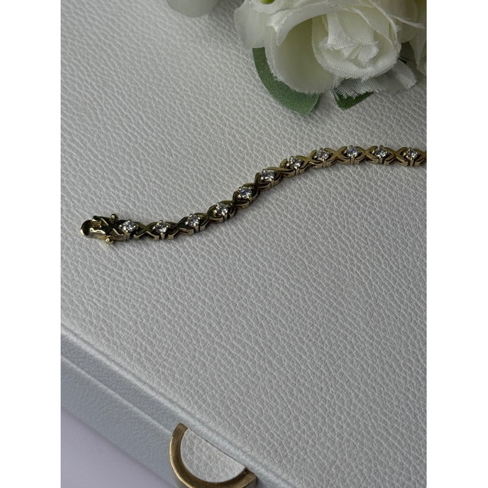 925 Sterling Silver Gold Plated CZ Bracelet Length 7.5 Inch