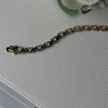 925 Sterling Silver Gold Plated CZ Bracelet Length 7.5 Inch