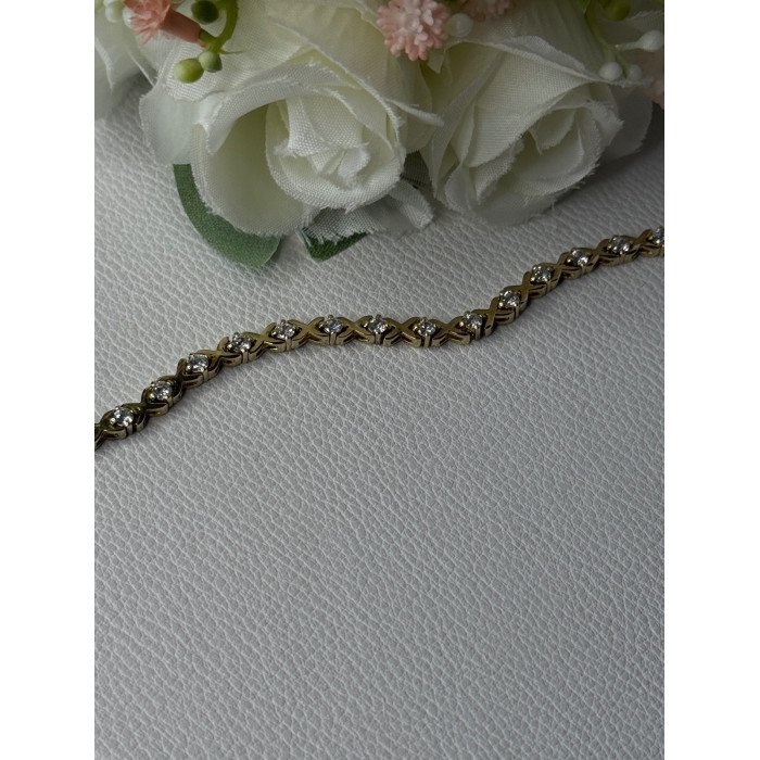 925 Sterling Silver Gold Plated CZ Bracelet Length 7.5 Inch