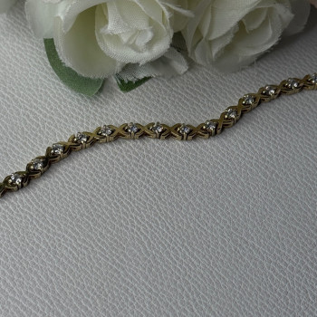 925 Sterling Silver Gold Plated CZ Bracelet Length 7.5 Inch