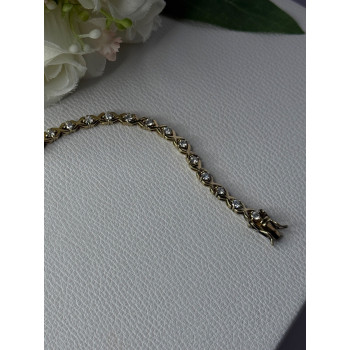 925 Sterling Silver Gold Plated CZ Bracelet Length 7.5 Inch