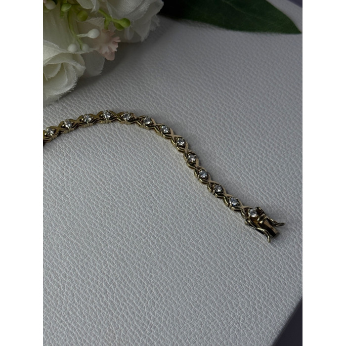 925 Sterling Silver Gold Plated CZ Bracelet Length 7.5 Inch