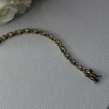 925 Sterling Silver Gold Plated CZ Bracelet Length 7.5 Inch