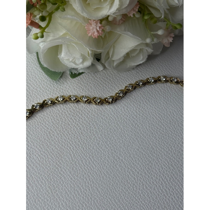 925 Sterling Silver Gold Plated CZ Bracelet Length 7.5 Inch