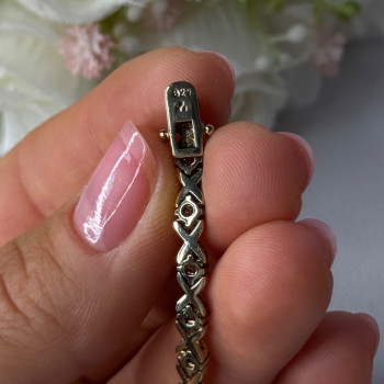 925 Sterling Silver Gold Plated CZ Bracelet Length 7.5 Inch