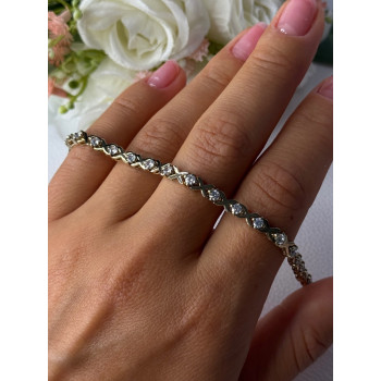 925 Sterling Silver Gold Plated CZ Bracelet Length 7.5 Inch