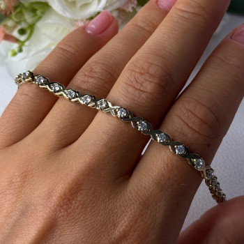 925 Sterling Silver Gold Plated CZ Bracelet Length 7.5 Inch