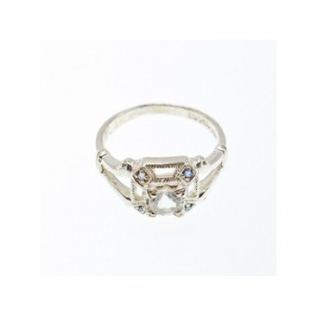 925 Sterling Silver White Spinel and Aquamarines Ring Size 9.5