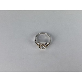 925 Sterling Silver White Spinel and Aquamarines Ring Size 9.5