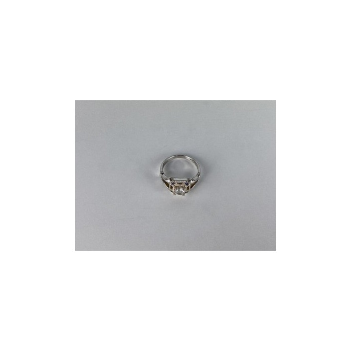 925 Sterling Silver White Spinel and Aquamarines Ring Size 9.5