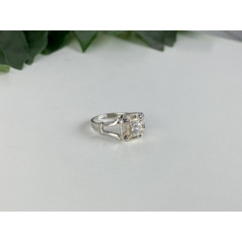 925 Sterling Silver White Spinel and Aquamarines Ring Size 9.5